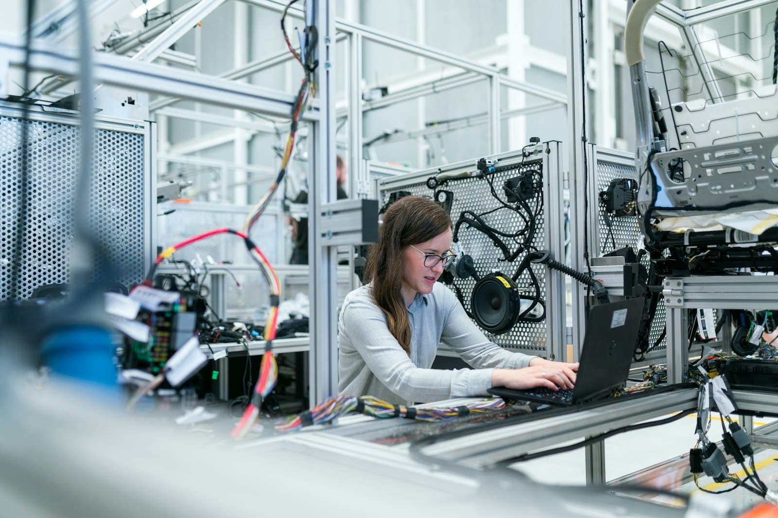 A YugMinds engineer at work on the shop floor